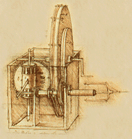 Leonardo's sketch of a spinning machine