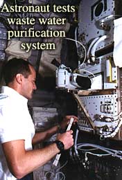 Astronaut tests water purification system